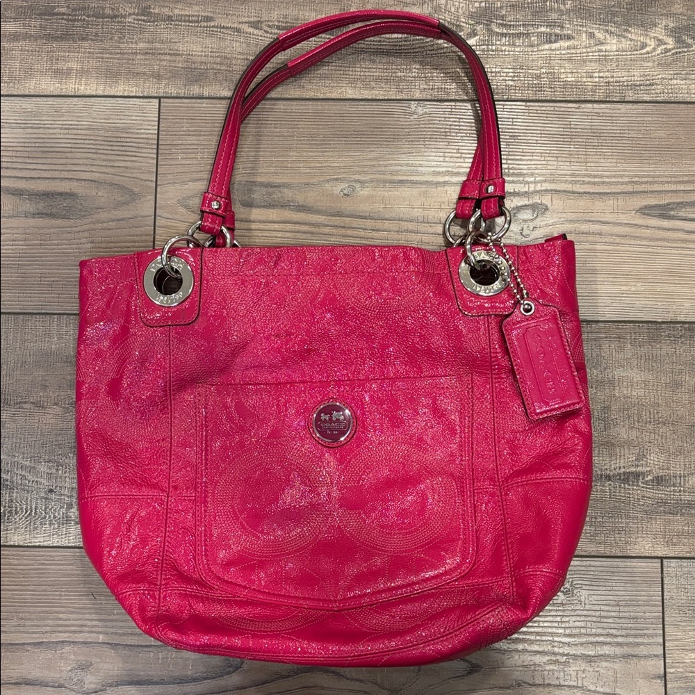 Coach Alex Raspberry Patent Leather Bag - Picture 7 of 13